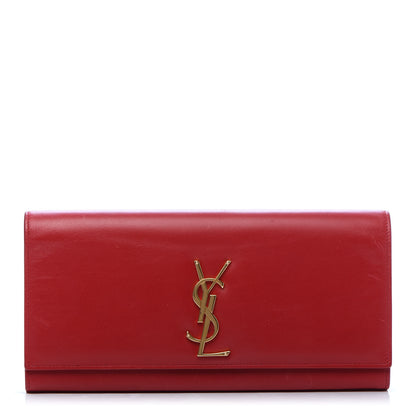 Saint Laurent Calfskin Monogram Cassandre Clutch Rouge Orient 1 of 10