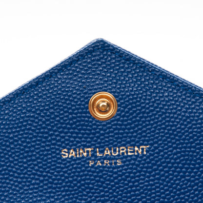 Saint Laurent Grain De Poudre Matelasse Chevron Small Monogram Envelope Wallet Royal Blue 5 of 7