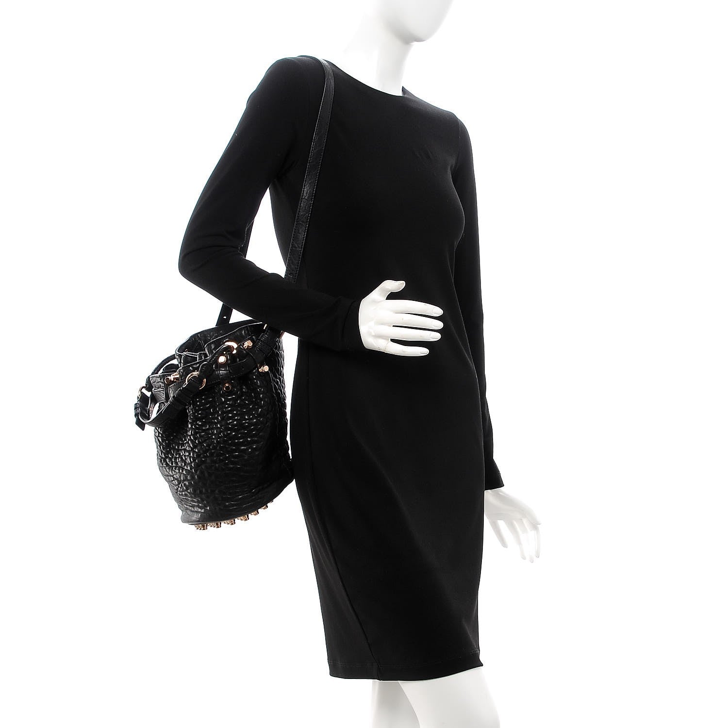 Alexander Wang Pebbled Lambskin Diego Bucket Black Rose Gold Hardware 2 of 7