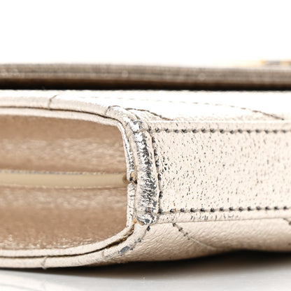 Saint Laurent Metallic Grain De Poudre Matelasse Chevron Monogram Chain Wallet Gold 10 of 11