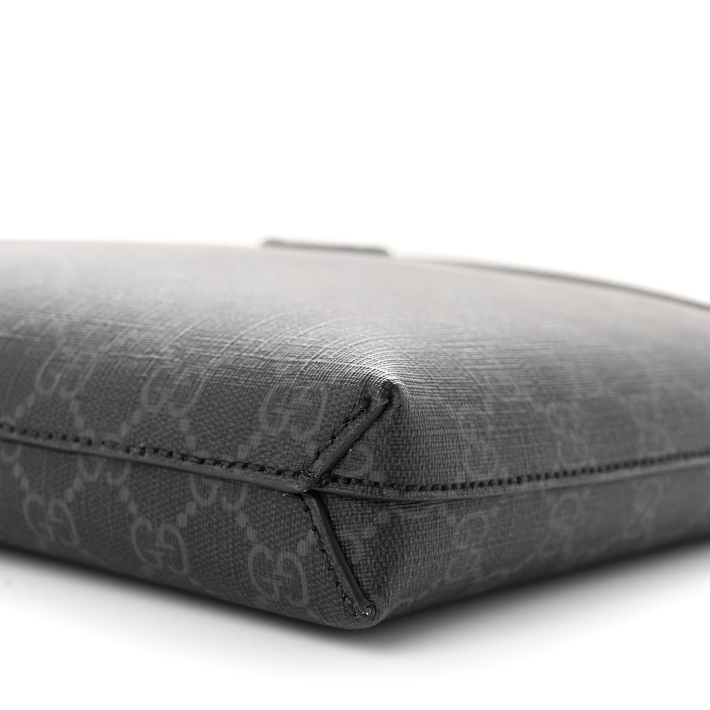 GG Supreme Monogram Azalea Calfskin Retro Interlocking G Wristlet Messenger Bag Black