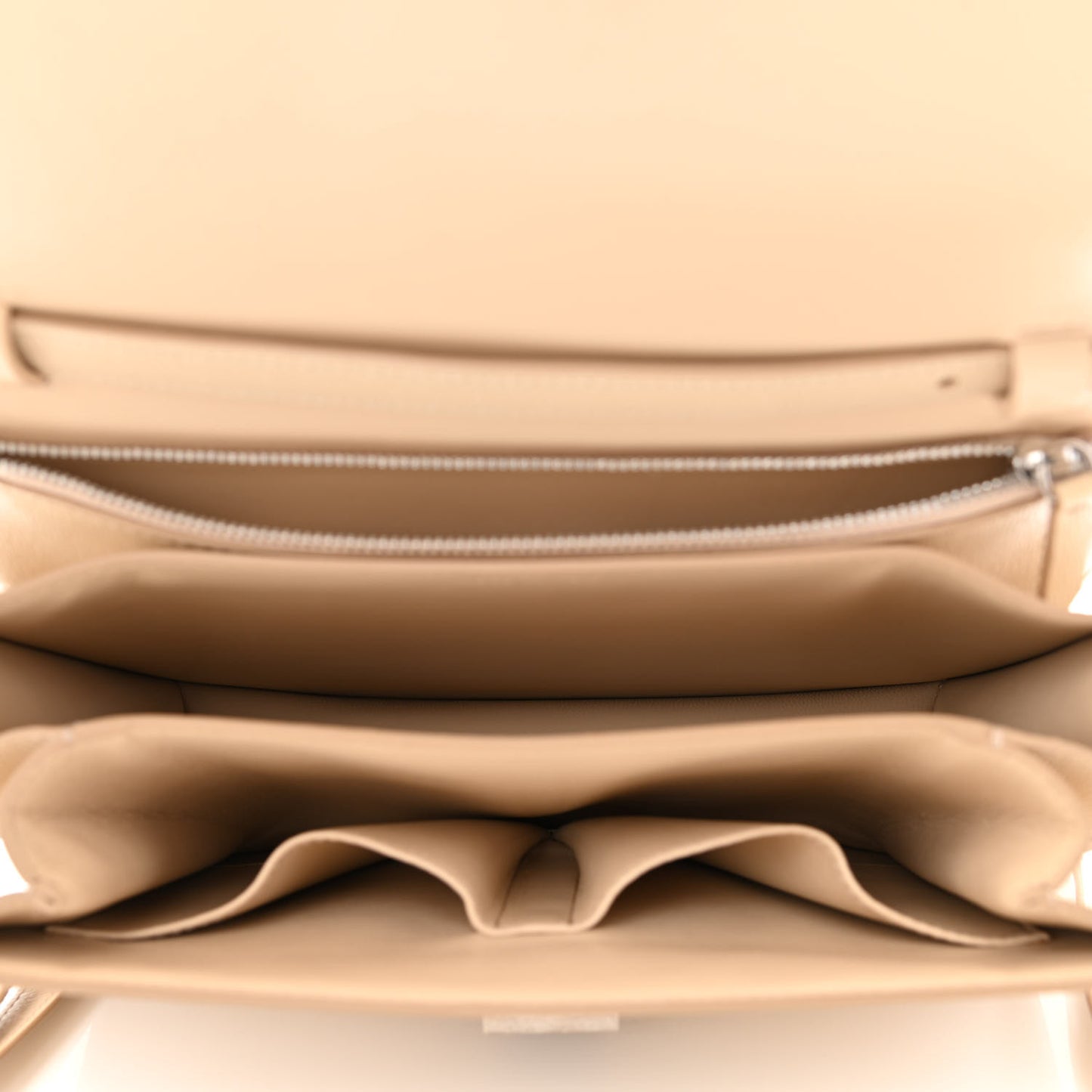 Liege Calfskin Medium Classic Box Flap Bag Cream