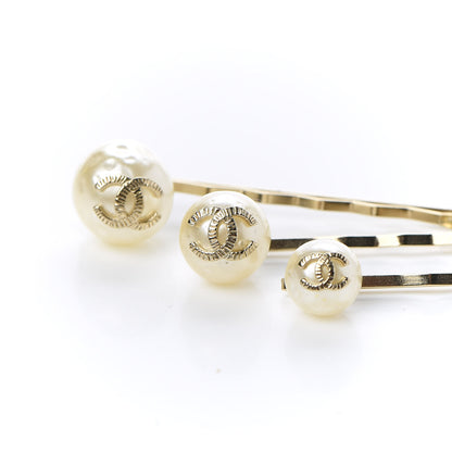 Chanel Pearl CC Hair Clip Barrette Set of 3 4 of 4