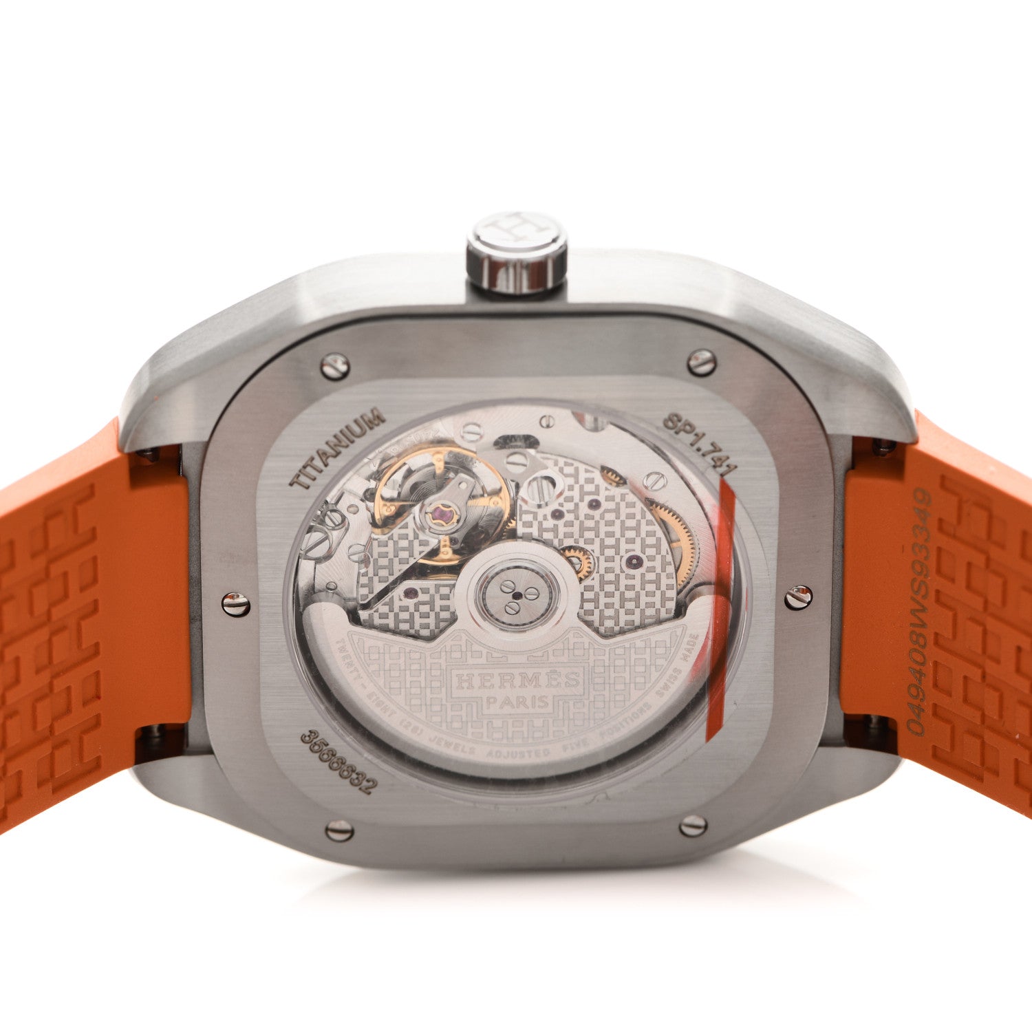 Hermes Titanium Rubber 39mm H08 Automatic Watch Orange 4 of 5