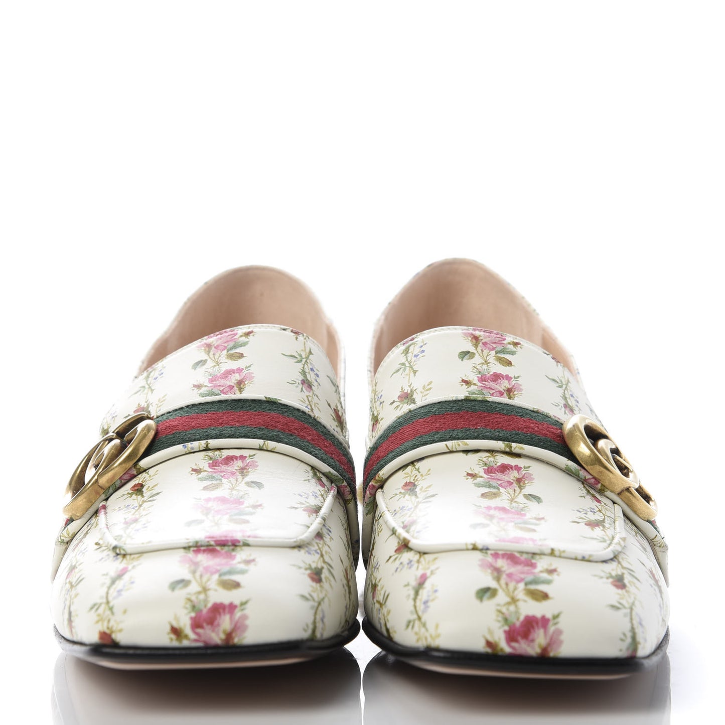 Calfskin Web Pearl Floral Embellished Peyton Loafer 41 White Multicolor