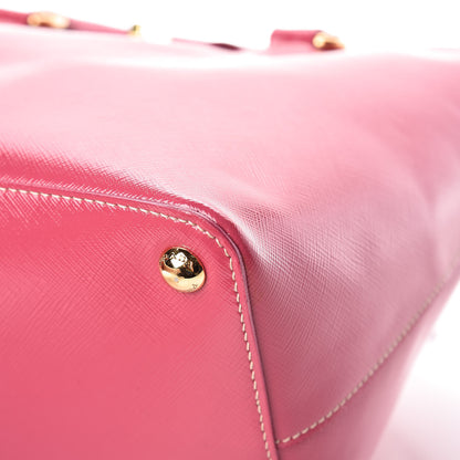 Prada Saffiano Vernice Turn Lock Shopping Tote Peonia 12 of 17