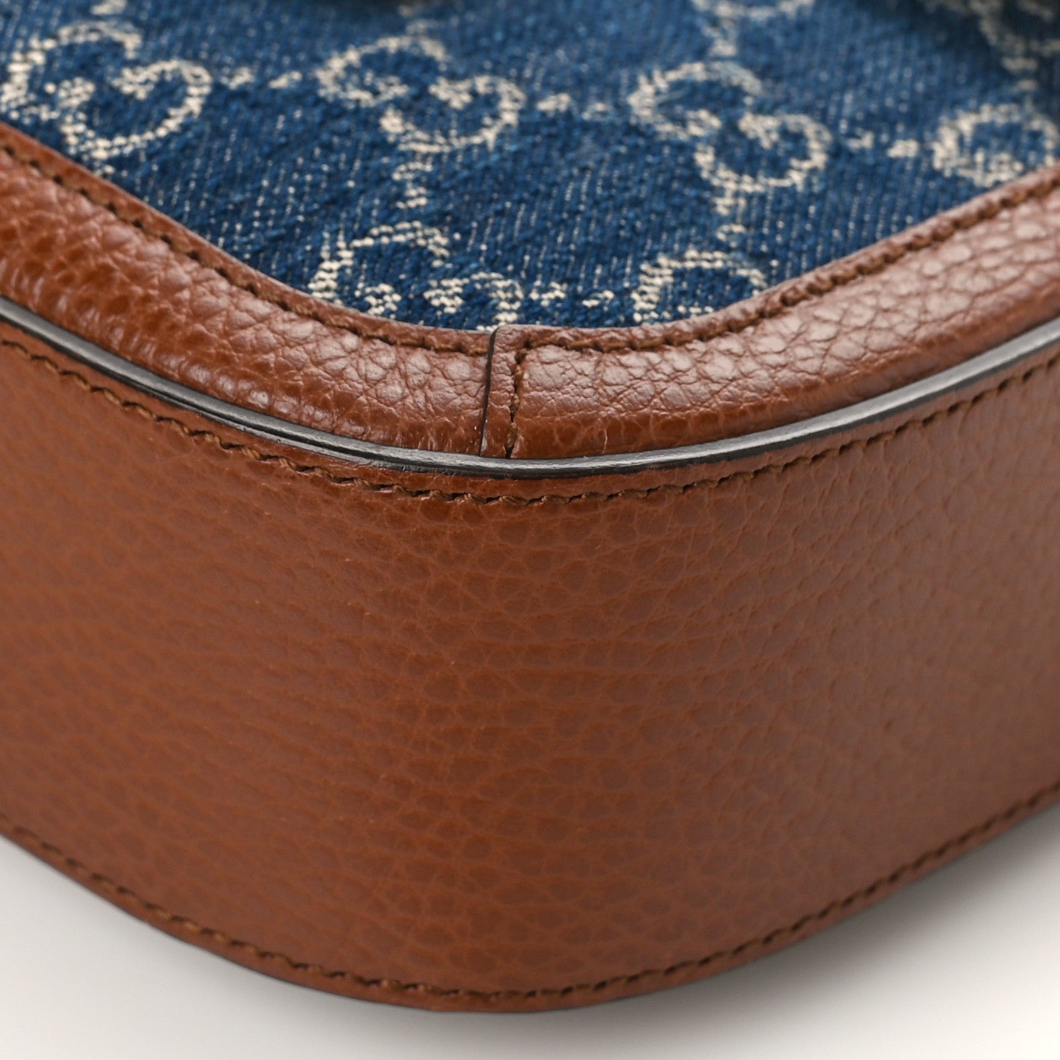 Gucci New Denim GG Monogram Dollar Calfskin Web Mini Horsebit 1955 Shoulder Bag Blue Tea Cuir Epilog 9 of 9
