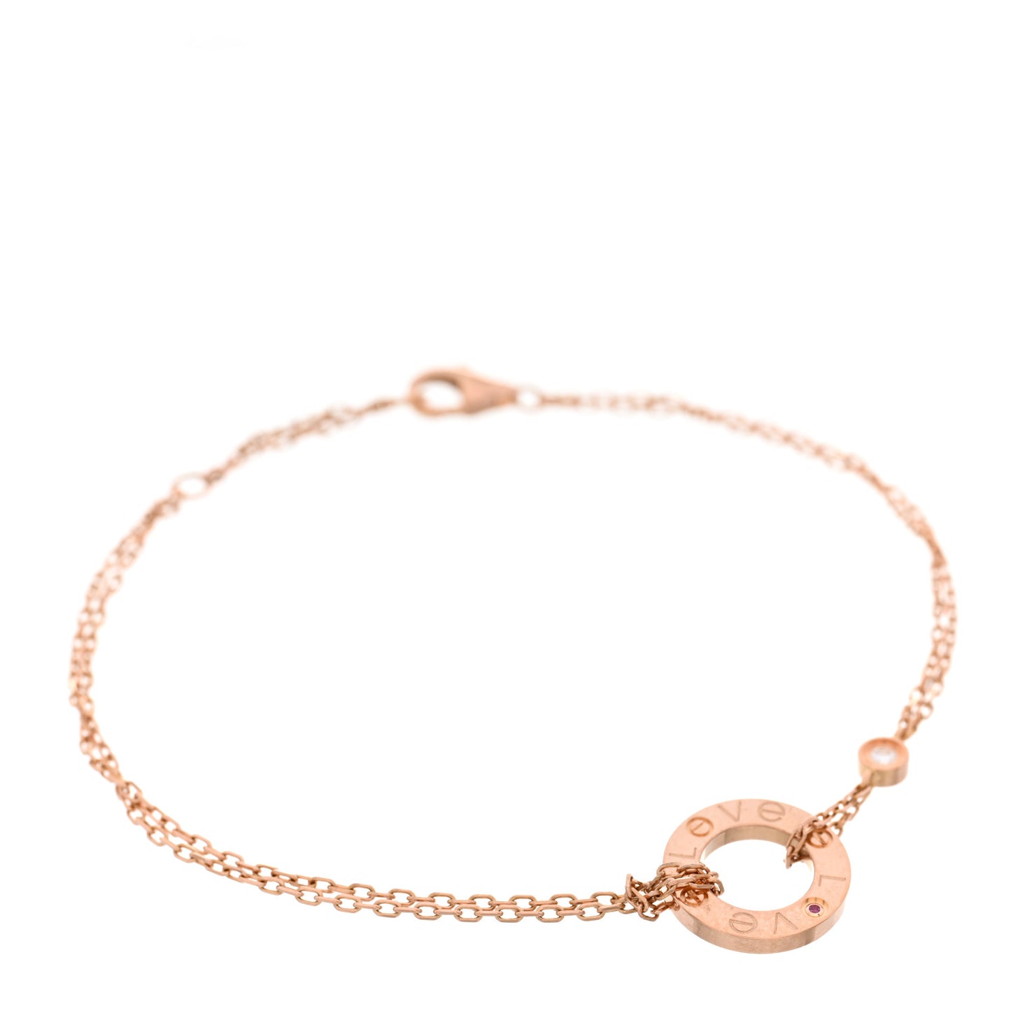 18K Pink Gold Diamond Pink Sapphire LOVE Bracelet