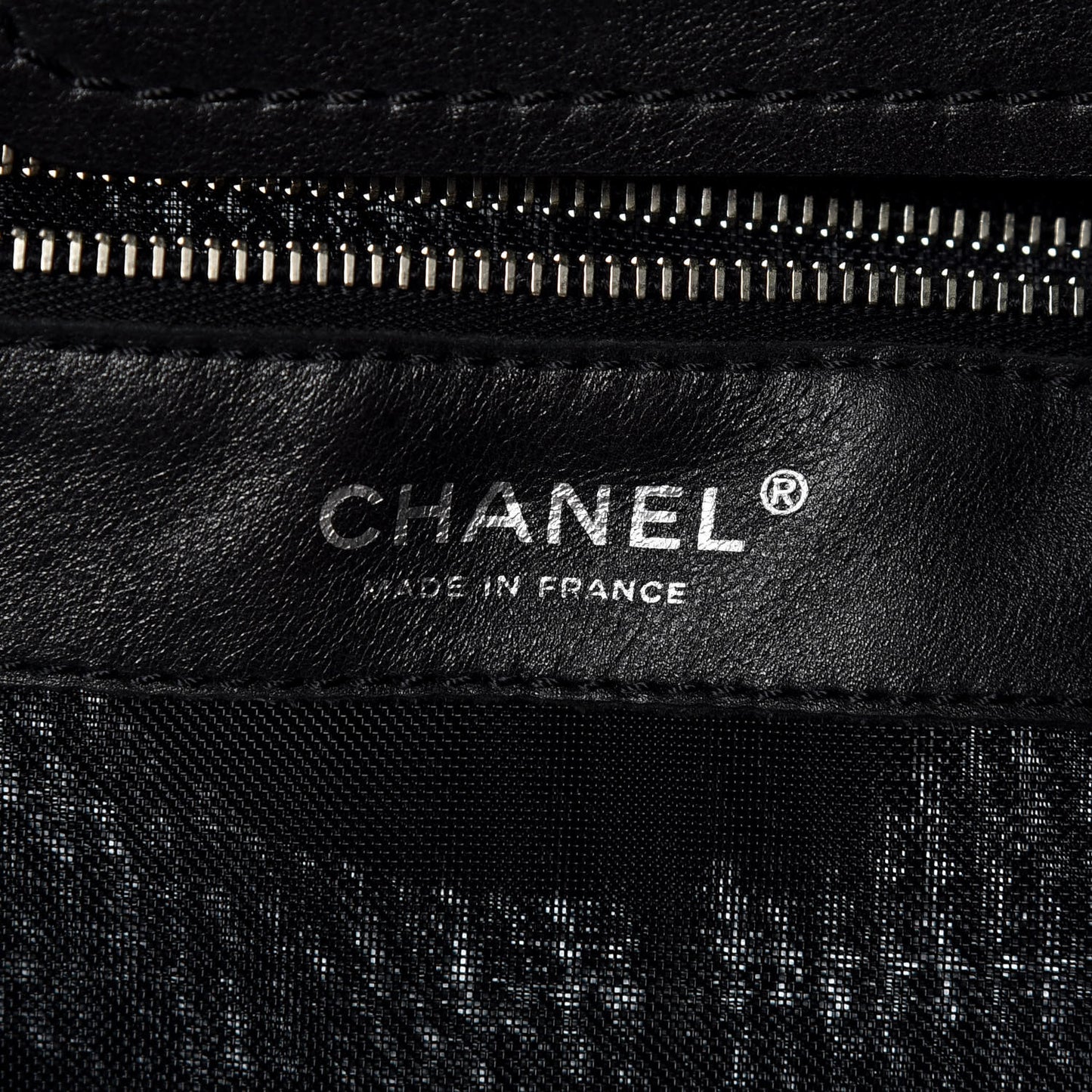 Calfskin Mesh Hidden Sequin CC Tote Black