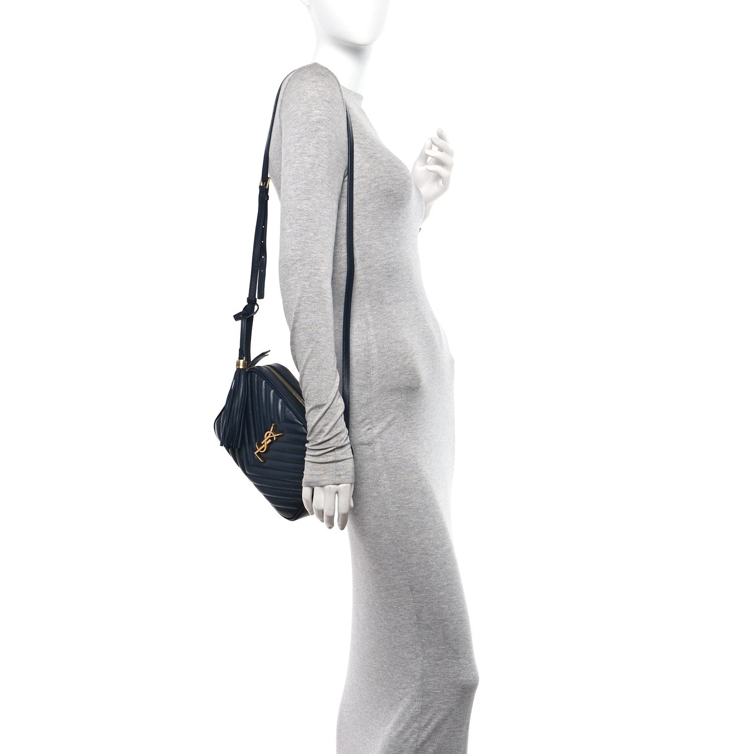 Saint Laurent Calfskin Matelasse Monogram Lou Camera Bag Deep Marine 2 of 10