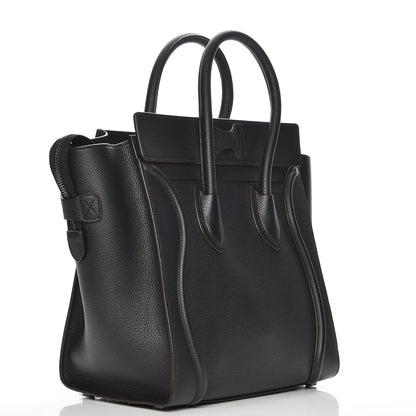 Celine Drummed Calfskin Mini Luggage Black 3 of 7