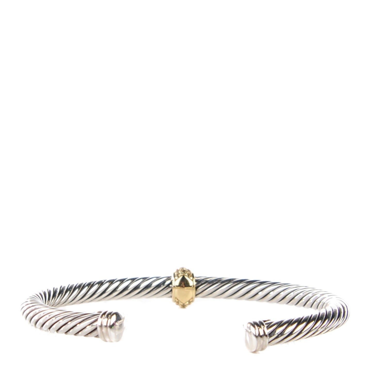 Sterling Silver 18K Yellow Gold Yellow Sapphire 5mm Cable Candy Bracelet