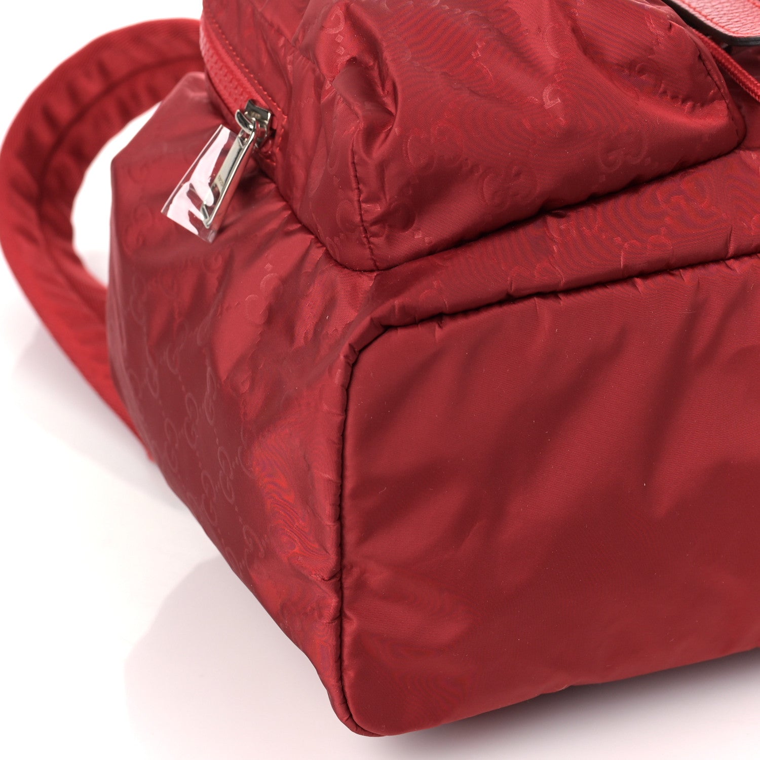 Gucci Nylon Monogram Dollar Calfskin Medium Light Single Buckle Backpack Vibrant Red 8 of 9