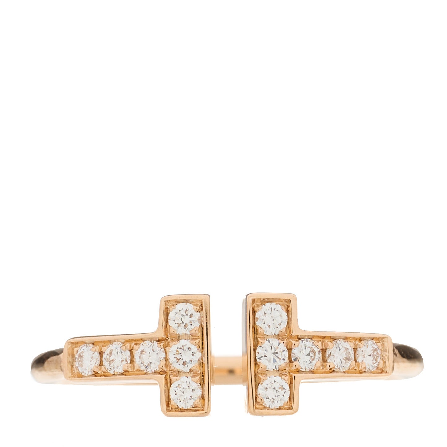 18K Rose Gold Diamond T Wire Ring 48 4.5