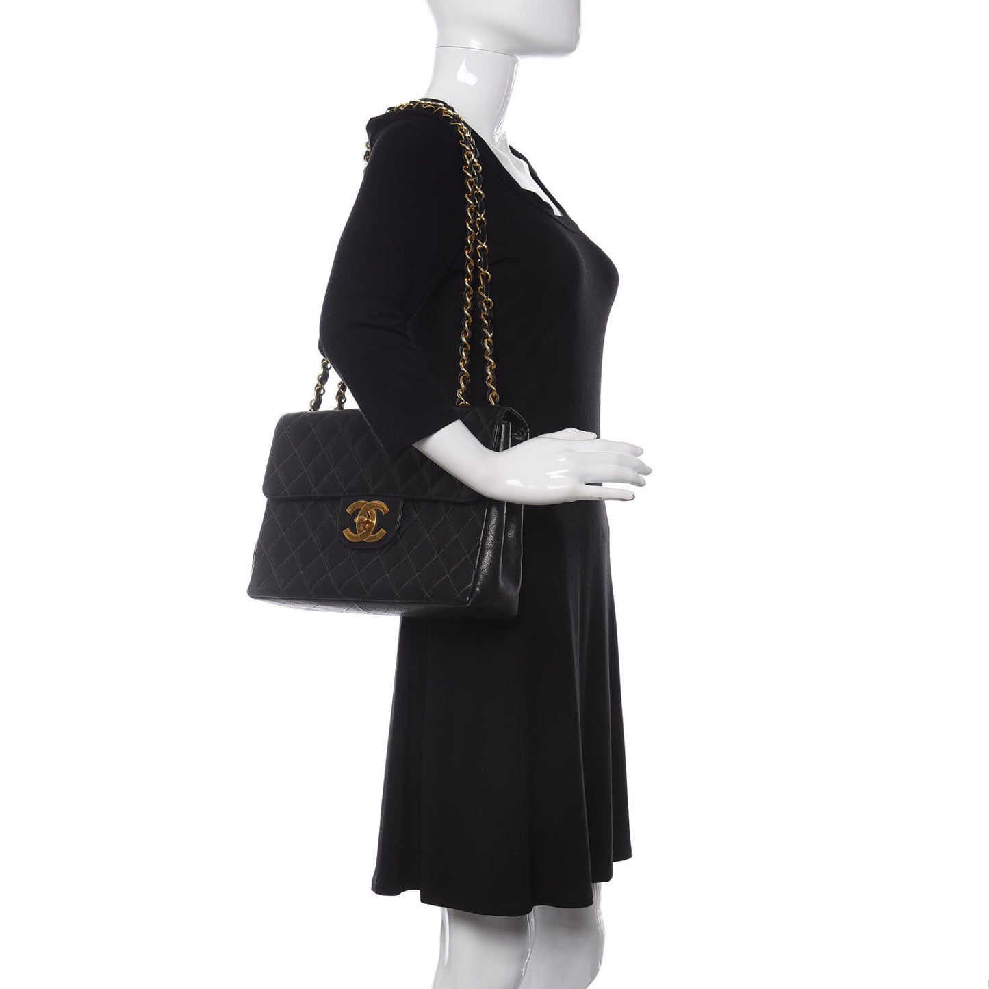 Caviar Quilted Jumbo Single Flap Black