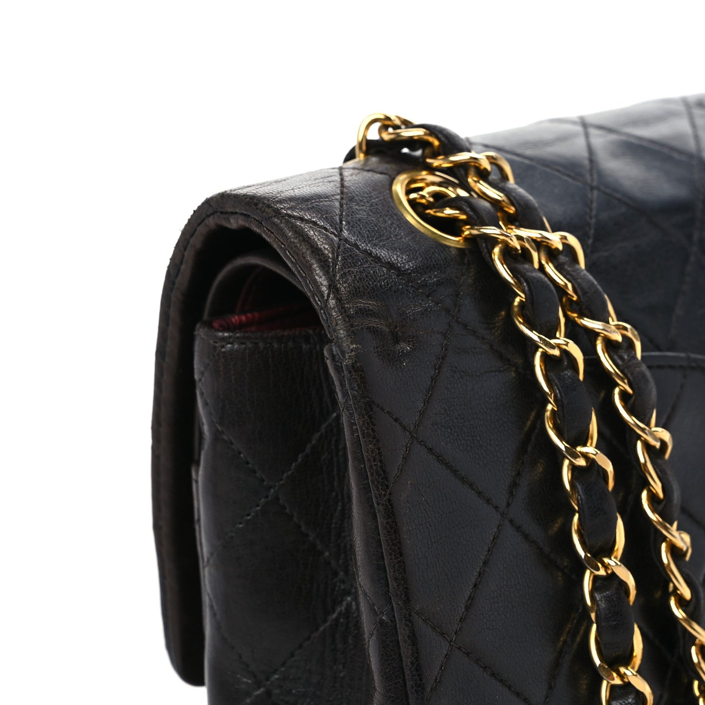 Lambskin Quilted Medium Double Flap Black