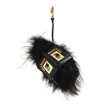 Fendi Fox Fur Calfskin Hypnoteyes Coin Purse Bag Bug Charm Black 1 of 8