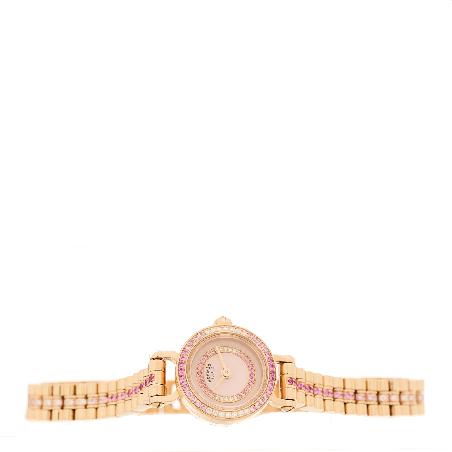 18K Rose Gold Diamond Pink Sapphire 16mm Faubourg Quartz Watch