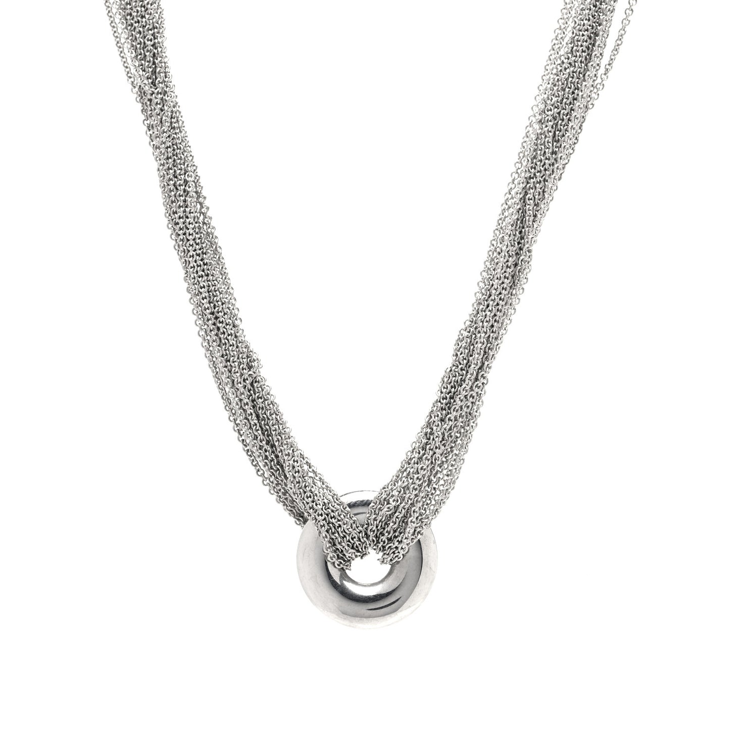 Sterling Silver Circle Multi Chain Toggle Necklace