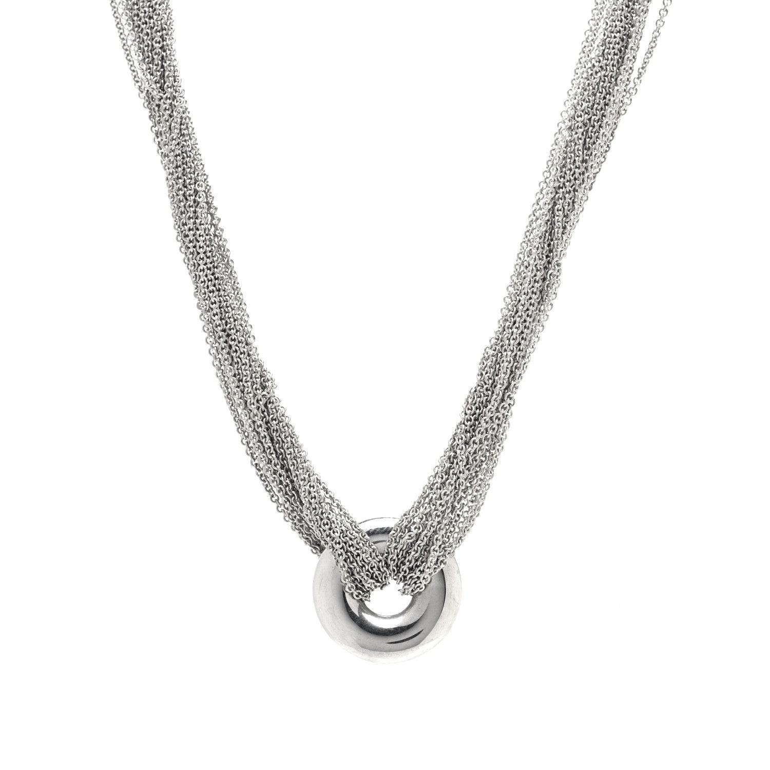 Tiffany Sterling Silver Circle Multi Chain Toggle Necklace 1 of 4