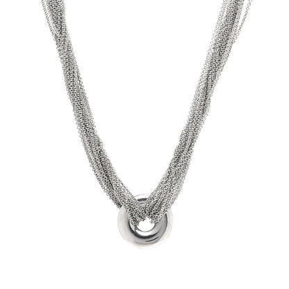 Tiffany Sterling Silver Circle Multi Chain Toggle Necklace 1 of 4