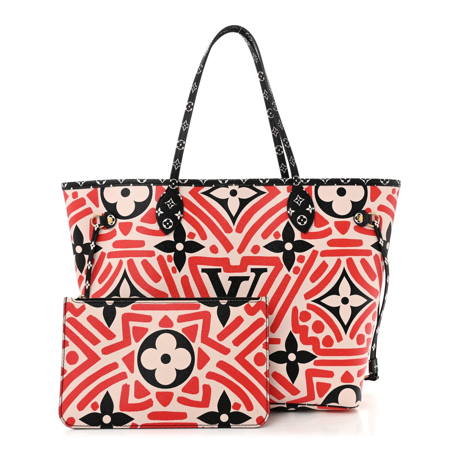 Monogram Giant Crafty Neverfull MM Creme Rouge Black