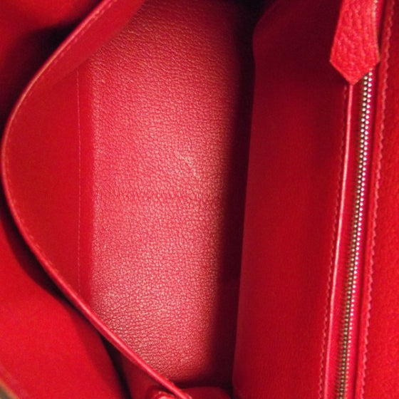 Hermes Chevre Leather KELLY 25 Vermillion w Strap 7 of 13