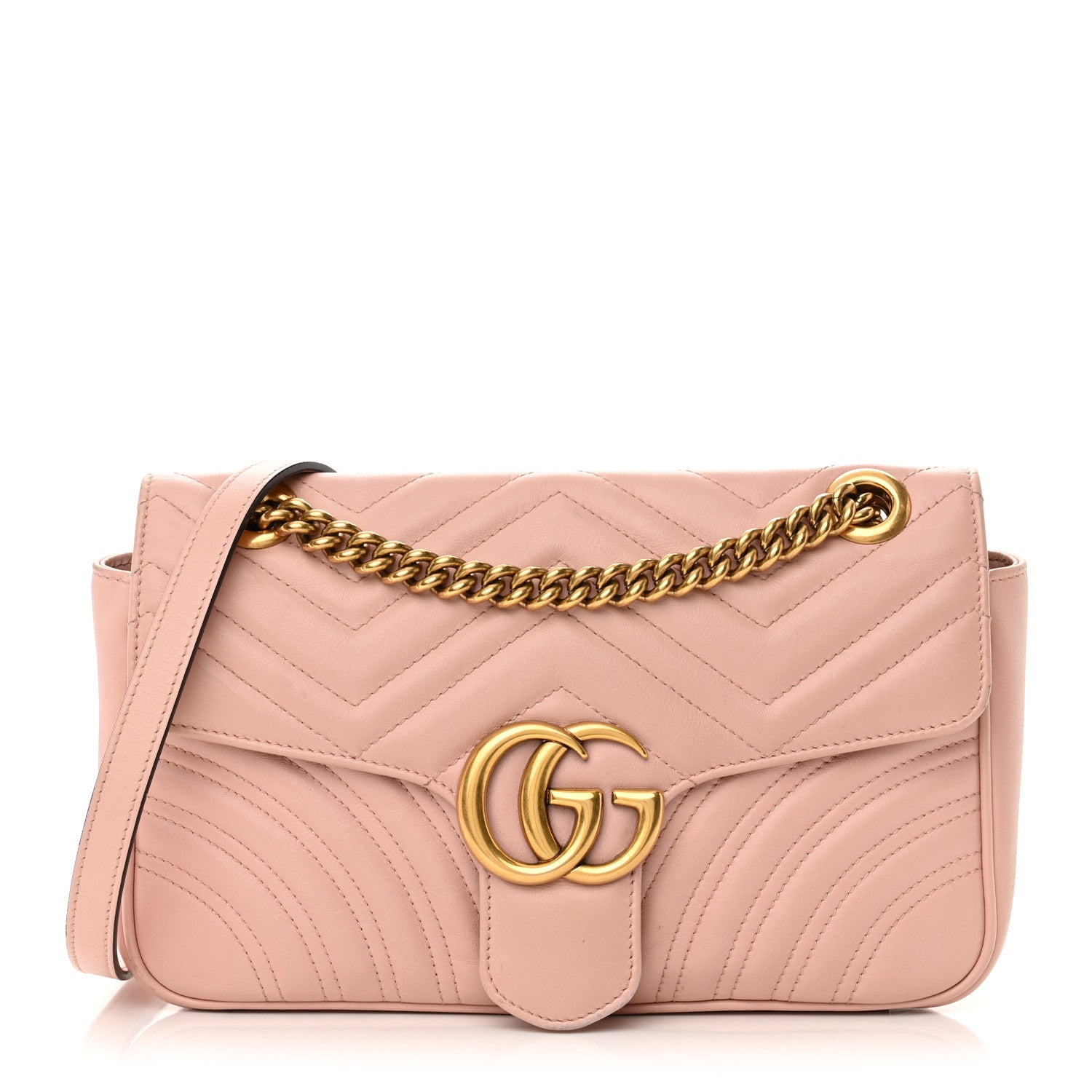 Gucci Calfskin Matelasse Small GG Marmont Shoulder Bag Perfect Pink 1 of 14