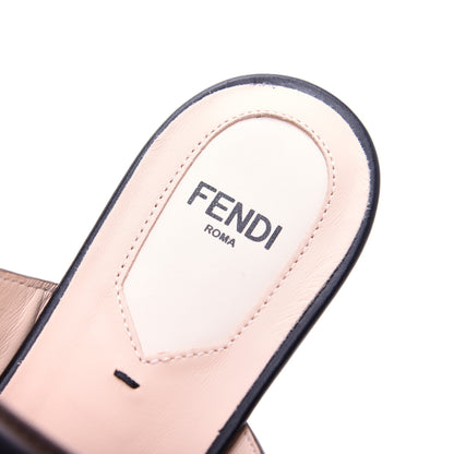 Fendi Vitello FF Embossed Buckle Flat Mules 38 Maya Black 7 of 14
