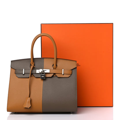 Hermes Epsom Casaque Birkin Sellier 30 Etoupe Sesame Bleu Indigo 10 of 10