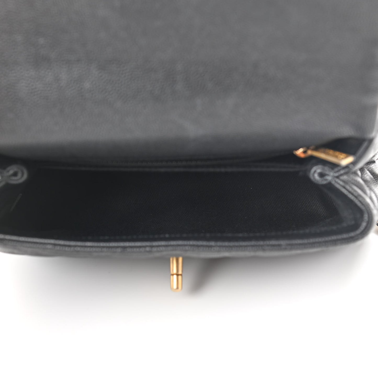 Caviar Lizard Embossed Quilted Mini Coco Handle Flap Black