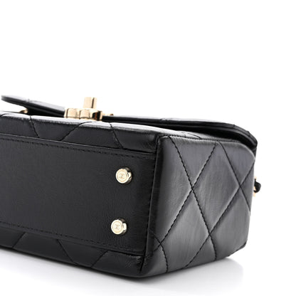 Chanel Shiny Calfskin Quilted Small CC Top Handle Box Bag Black 10 of 11