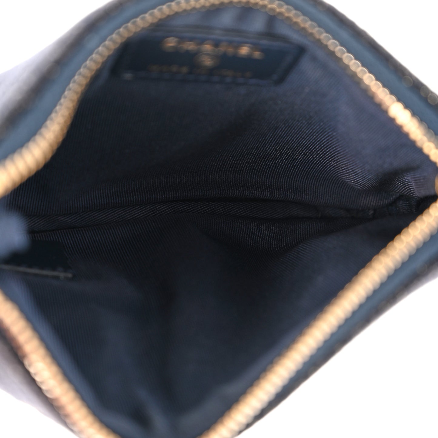 Lurex Canvas Deauville Cosmetic Pouch Navy Blue Gold