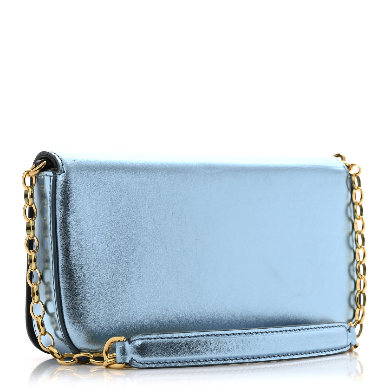 Dolce & Gabbana Metallic Nappa Mini DG Girls Shoulder Bag Blue