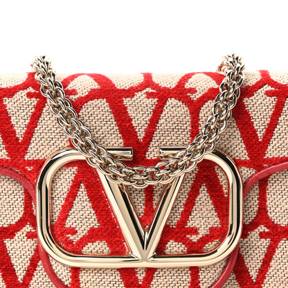 Valentino Garavani Toile Iconographe Goatskin Vlogo Small Loco Shoulder Bag Natural Rosso Valentino 8 of 10