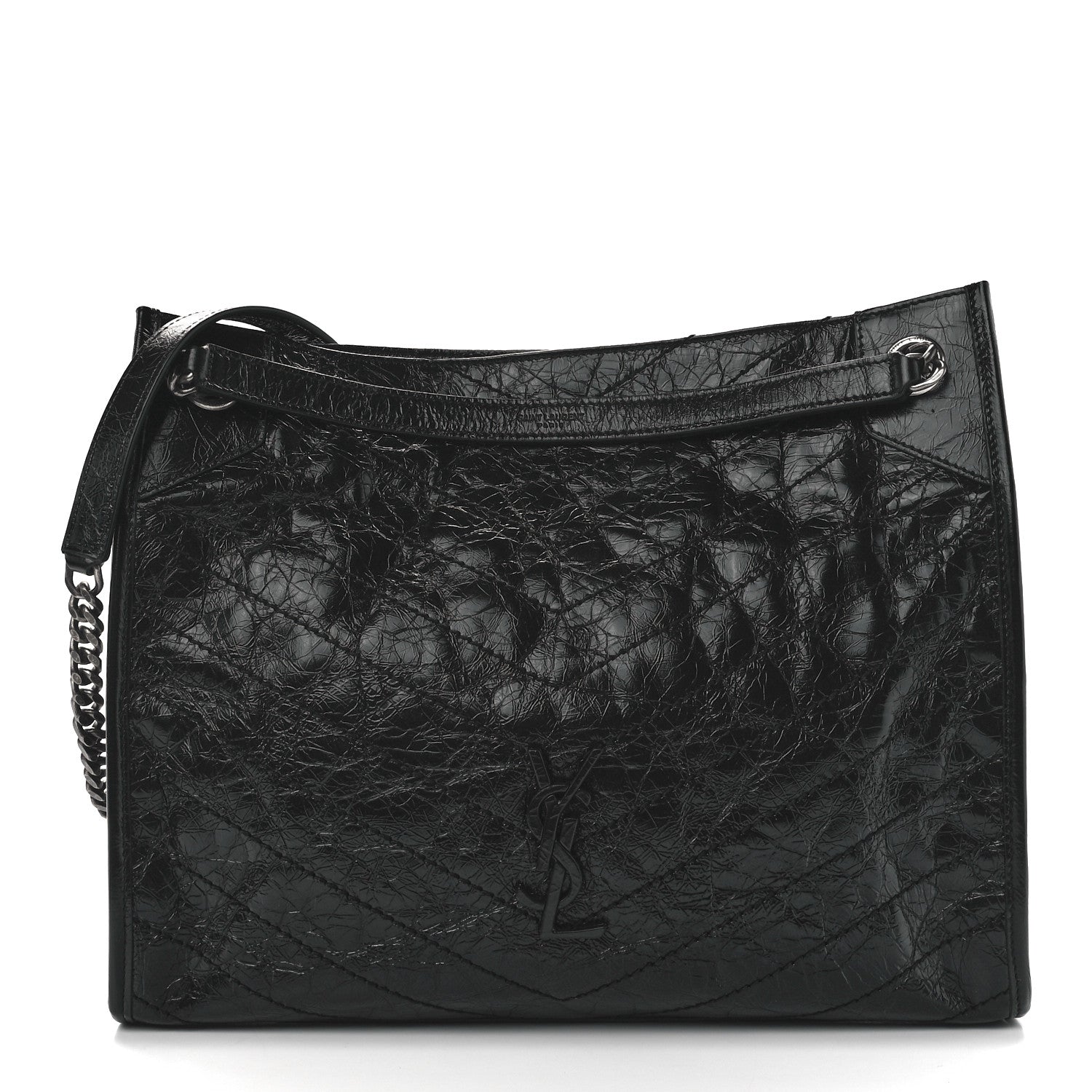 Saint Laurent Crinkled Calfskin Matelasse Monogram Medium Niki Shopper Tote Black 1 of 11