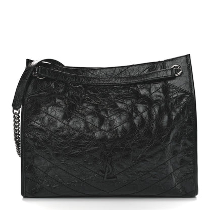 Saint Laurent Crinkled Calfskin Matelasse Monogram Medium Niki Shopper Tote Black 1 of 11