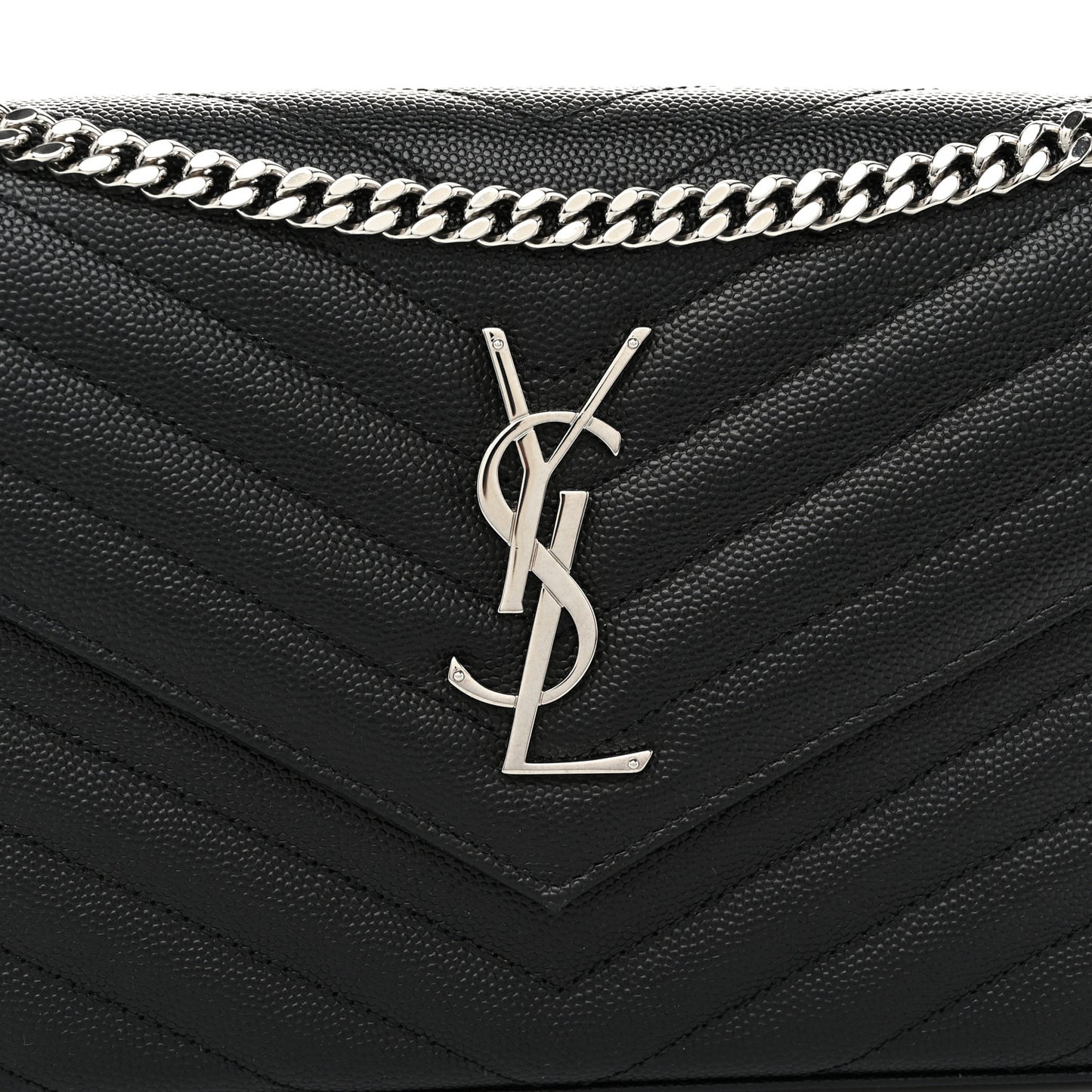 Grain De Poudre Matelasse Chevron Monogram Chain Wallet Black