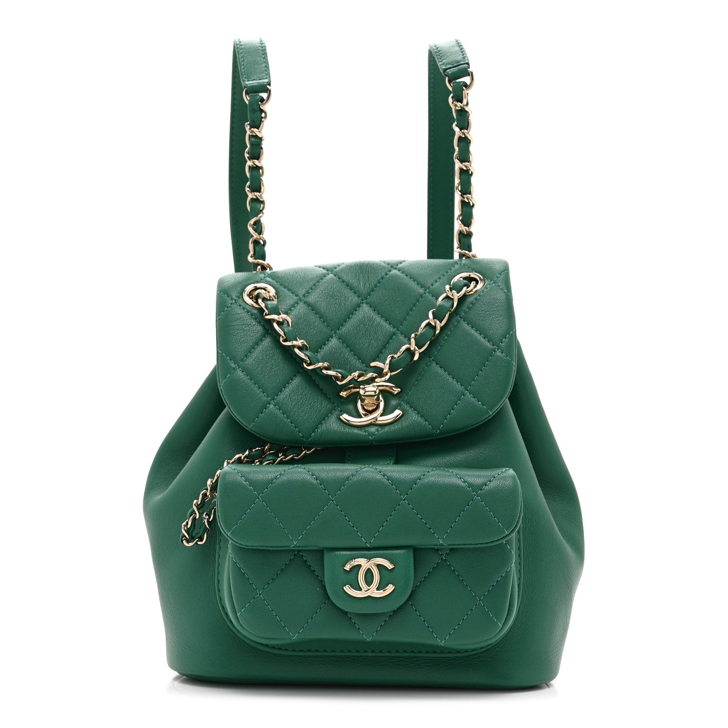 Chanel Lambskin Quilted Small Duma Drawstring Backpack Green 1 of 11