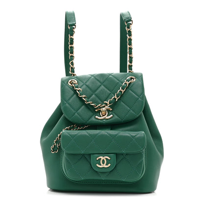 Chanel Lambskin Quilted Small Duma Drawstring Backpack Green 1 of 11