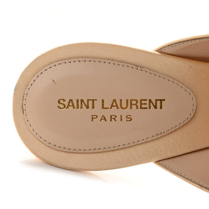Saint Laurent Satin Feather Mae Mule Sandals 38 Soft Nude 7 of 13