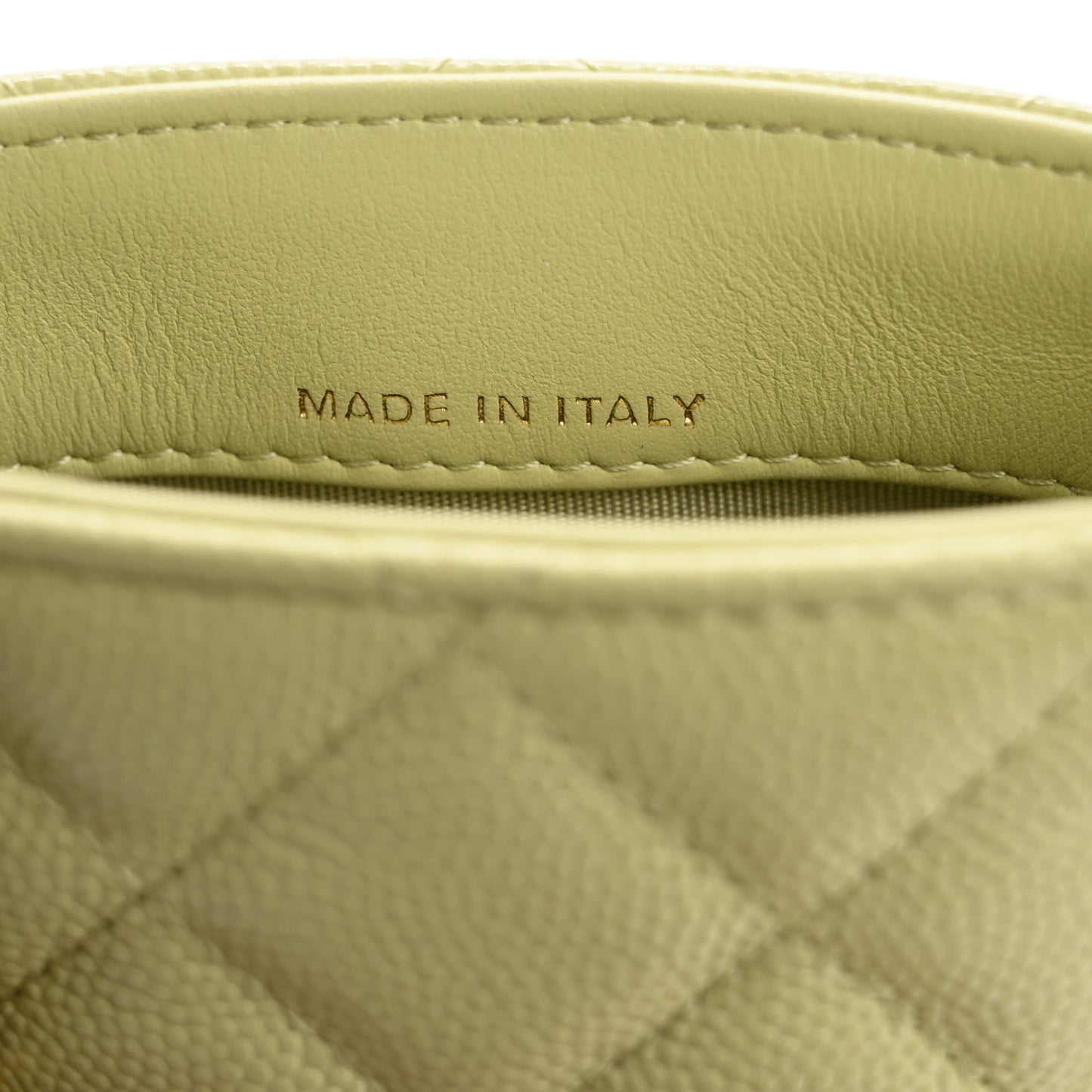 Caviar Quilted French New Wave Phone Holder With Chain Light Green