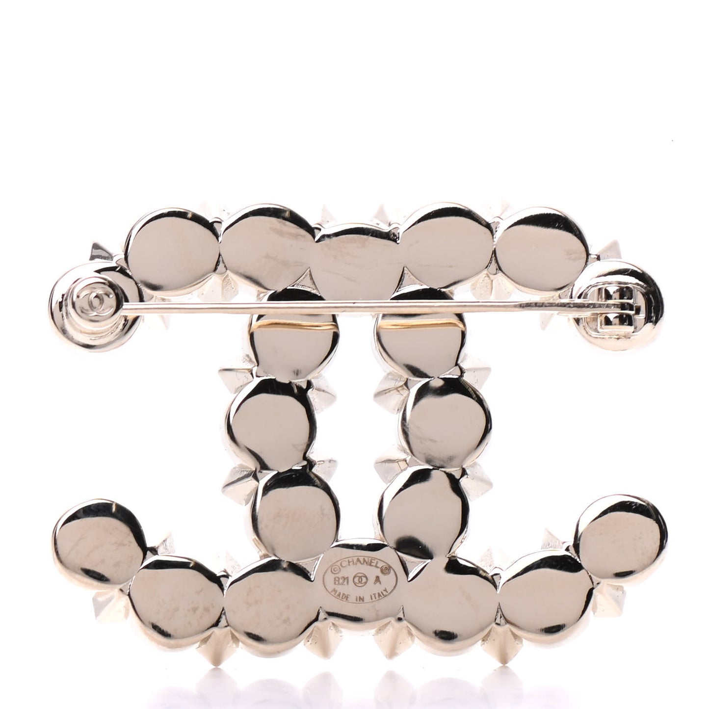 Pearl Crystal CC Brooch Gold