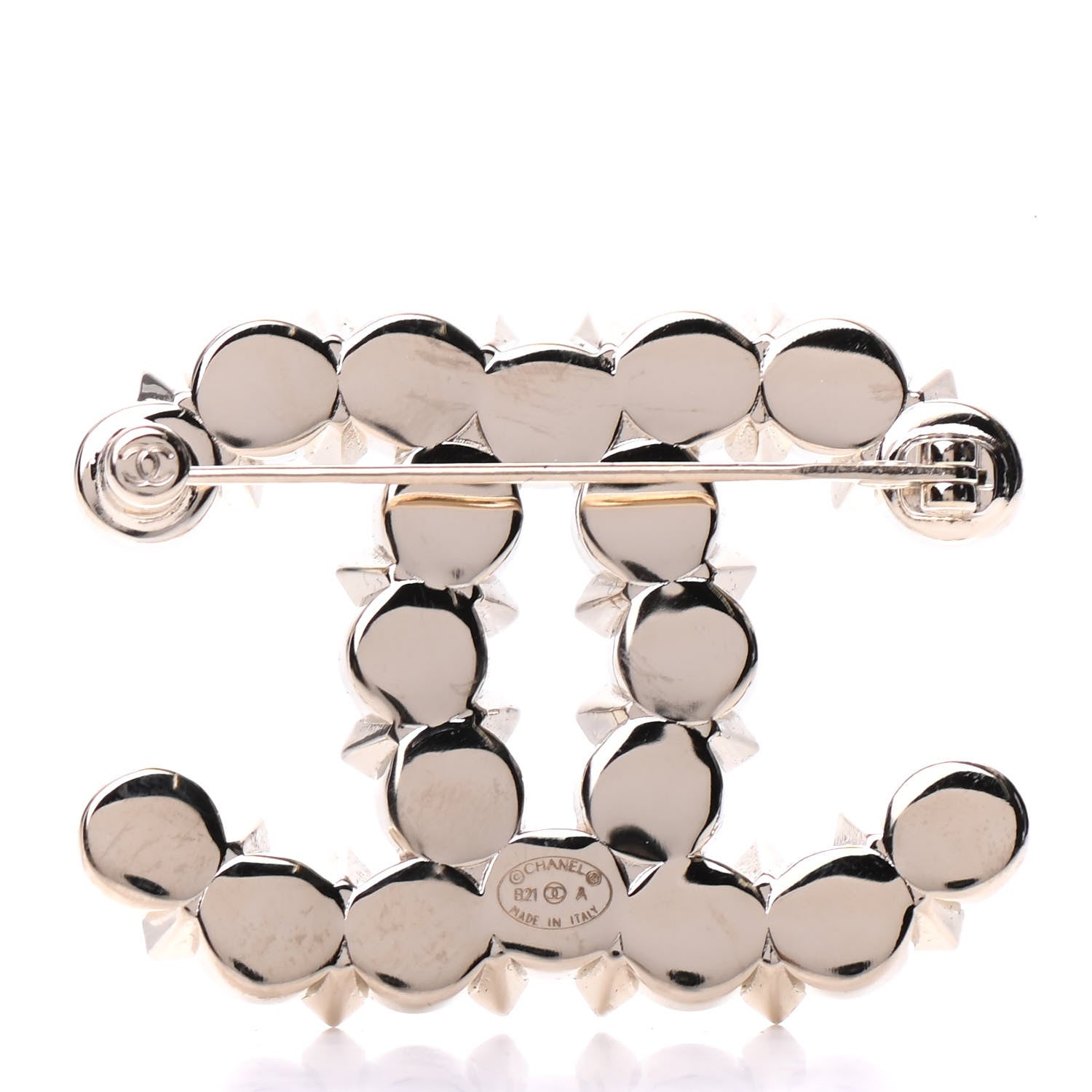 Chanel Pearl Crystal CC Brooch Gold 3 of 5