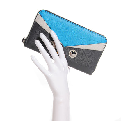 Fendi Vitello Elite QuTweet Studded Zip Around Wallet Asfalto Multicolor 2 of 9