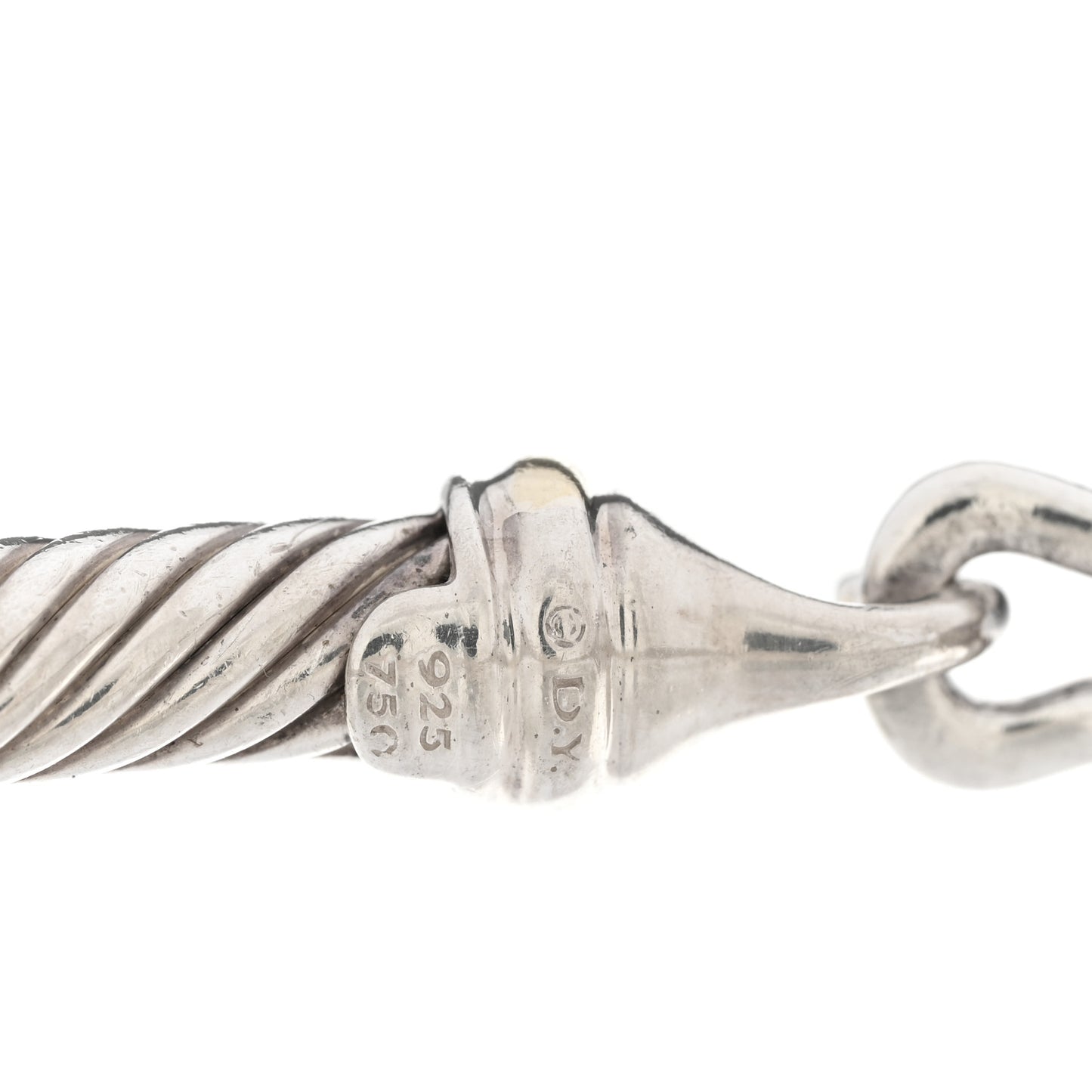 DAVID YURMAN Sterling Silver 18K Yellow Gold 5mm Cable Classic Buckle Bracelet