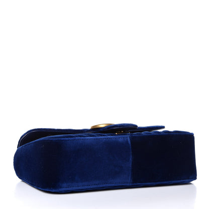 Gucci Velvet Matelasse Small GG Marmont Shoulder Bag Cobalt Blue 4 of 7