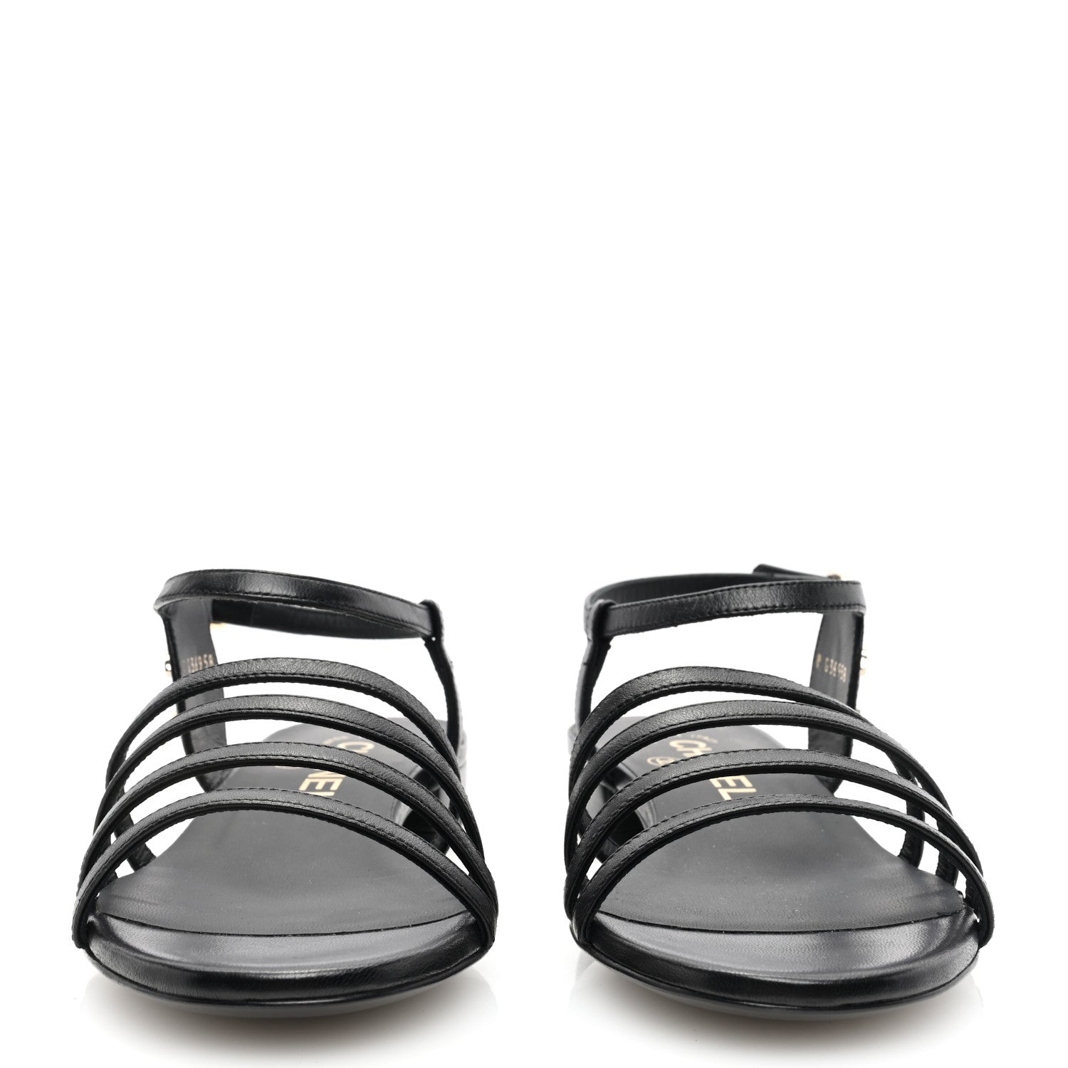 Chanel Lambskin CC Flat Sandals 36 Black 3 of 9