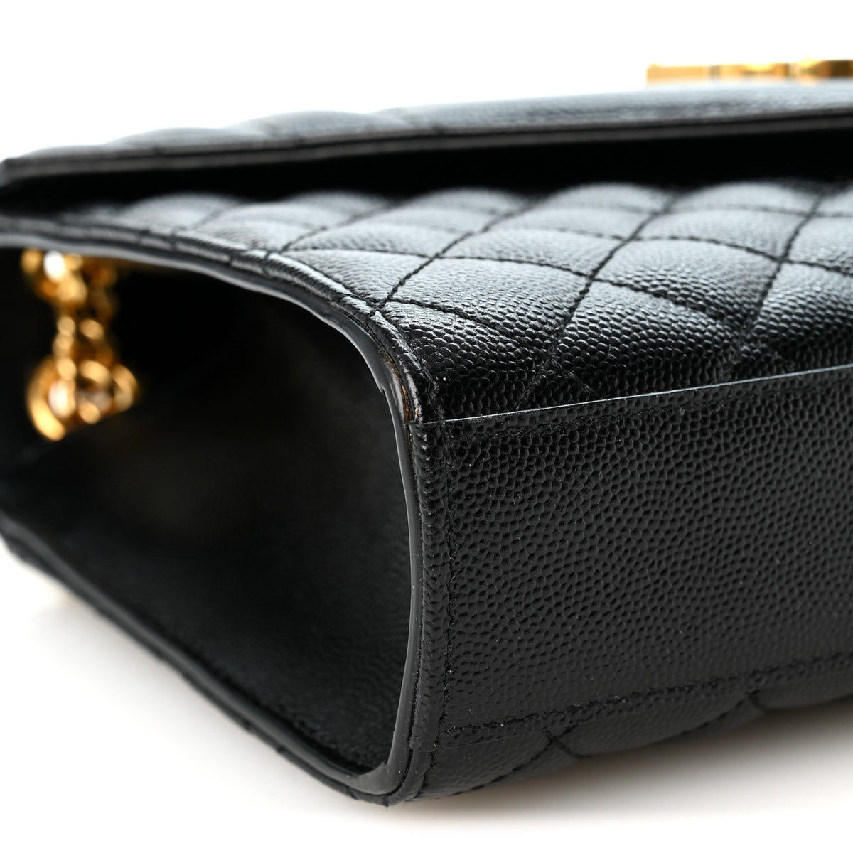 Saint Laurent Grain De Poudre Textured Mixed Matelasse Triquilt Medium Monogram Satchel Black 8 of 9