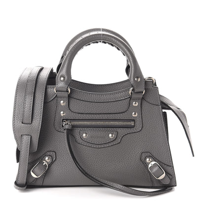 Balenciaga Grained Calfskin Neo Classic Silver Hardware Mini City Dark Grey 1 of 10